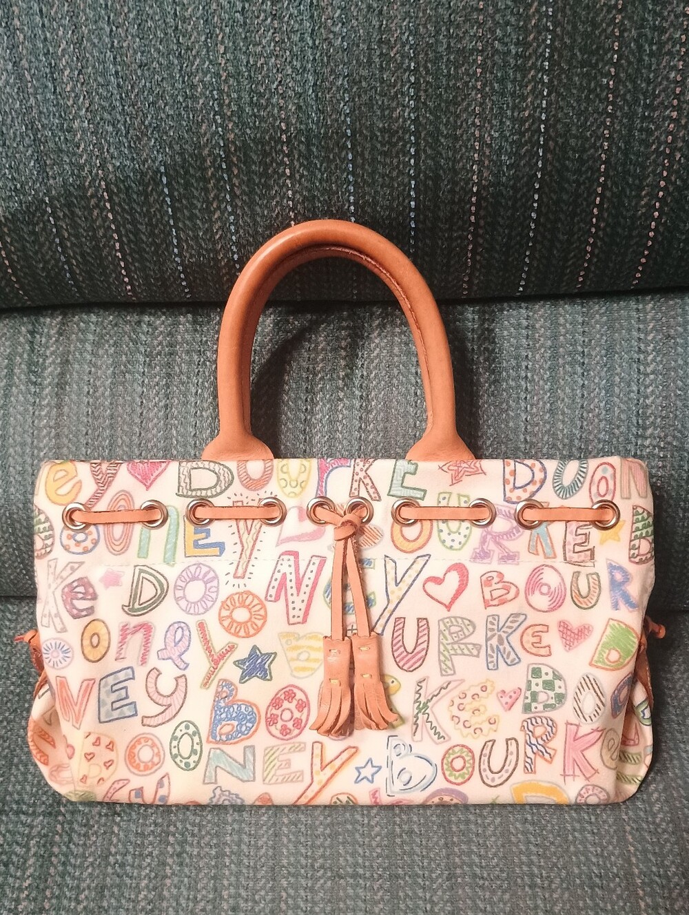 Dooney & Bourke Doodle Print Satchel Handbag Leather Handles